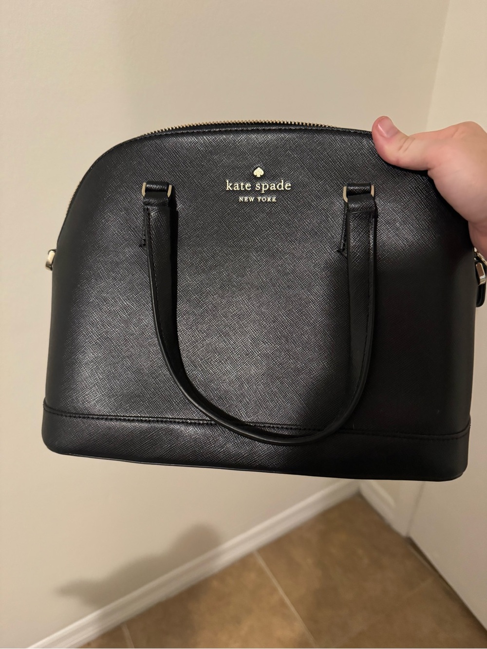 kate spade Black Dome Satchel with Gold Logo